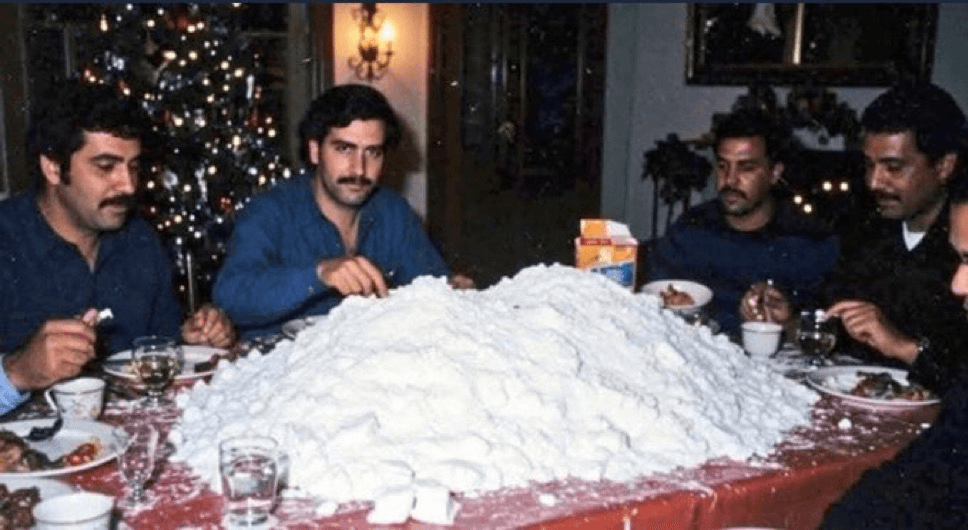 cocaine,cocaine dinner,pablo escobar